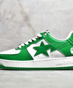 A Bathing Ape Bapesta White Green Reps