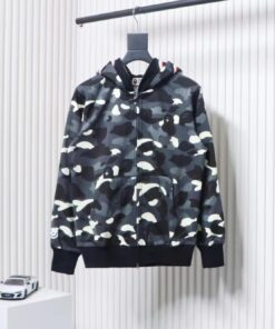 BAPE Camouflage Double Hat Hoodie Grey