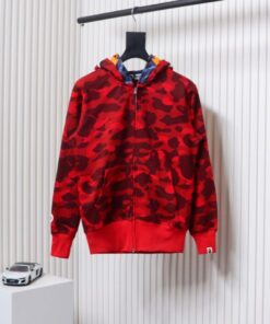BAPE Camouflage Double Hat Hoodie Red
