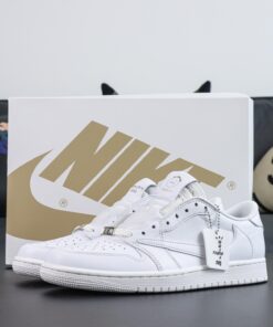 Travis Scott White Party Reps – All-White Jordan 1 Low Replica