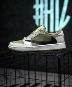 Travis Scott Golf Shoes Reps – Jordan 1 Low Neutral Olive Replica
