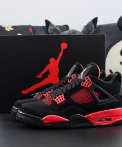 Jordan 4 Red Thunder Reps – Black & Red Replica Sneakers
