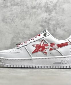 A BATHING APE Bape Sta Low White and Red
