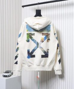 Off-White Oil Painting Printed White Zipper Hoodie